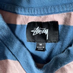 Mens blue/pink stripped stussy Short sleeve T shirt